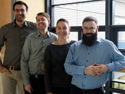 KLAS-Team, from left to right: Rodrigo Perez-Garcia (MPIKG/TU-Berlin), Dr.Tom Robinson (MPIKG), Katja Schulze (MPIKG), Dr. Arren Bar-Even (MPIMP)